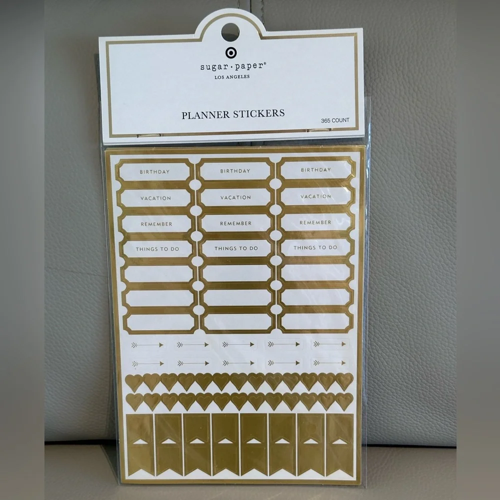 Sugar Paper Gold Planner Stickers- Gold Foil and White 365 Count